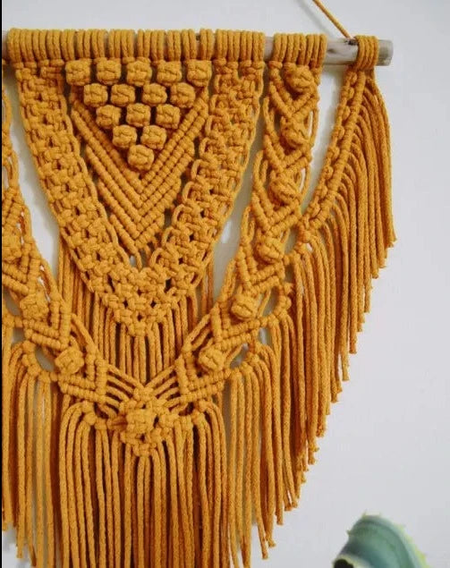 Yellow Macrame Wall Hanging For Home - Leechoo